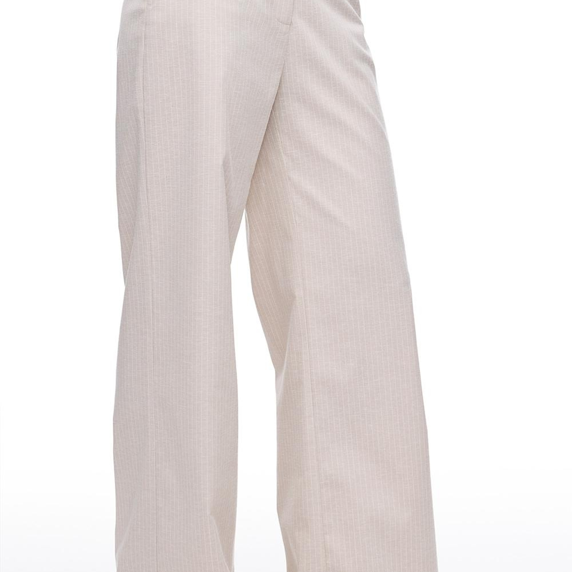 Bej Anyolit Rahat Kalıp Yüksek Bel Pantolon