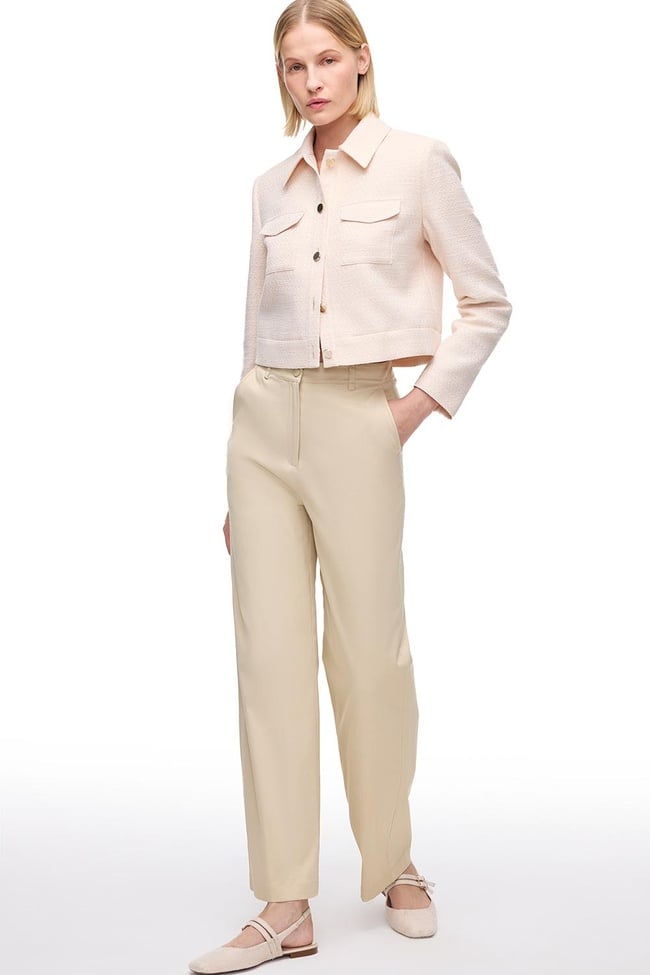  Bej Kalsit Rahat Kalıp Yüksek Bel Pantolon