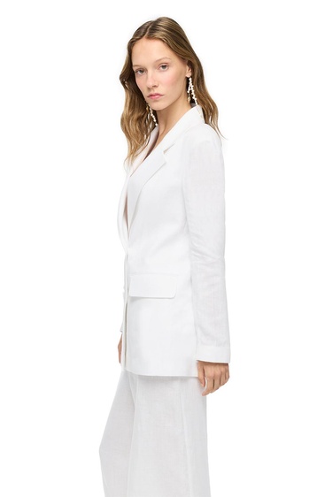  Beyaz Holas Rahat Kalıp Ceket