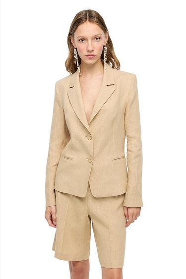  %100 Keten Ceket Yaka Takım Ceket