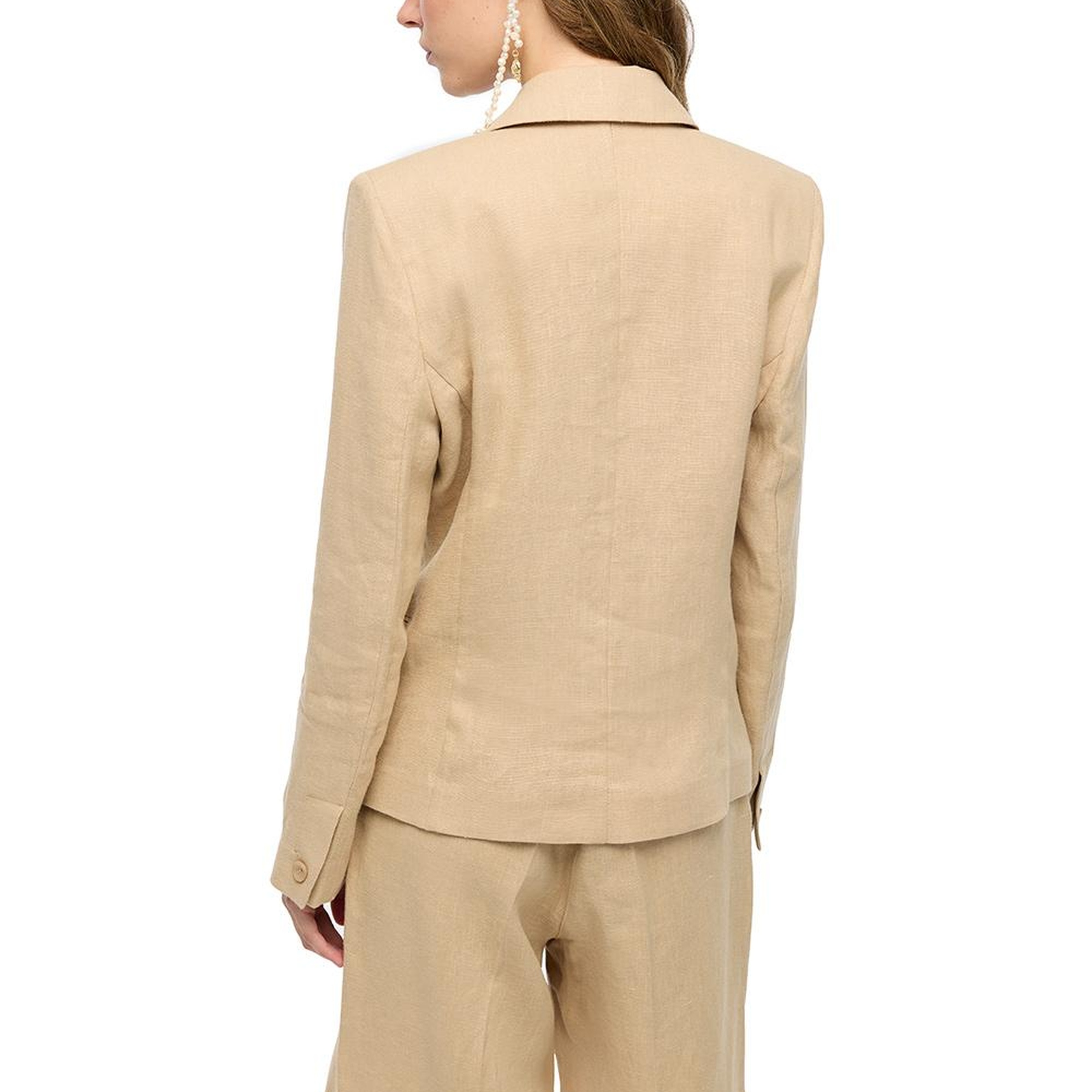 %100 Keten Ceket Yaka Takım Ceket