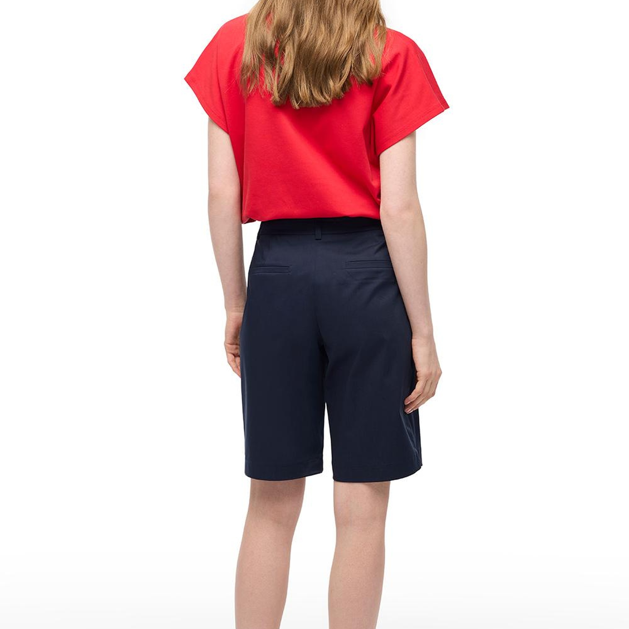 Makis Turuncu Renk Rahat Kalıp Bisiklet Yaka Düşük Kollu Tişört