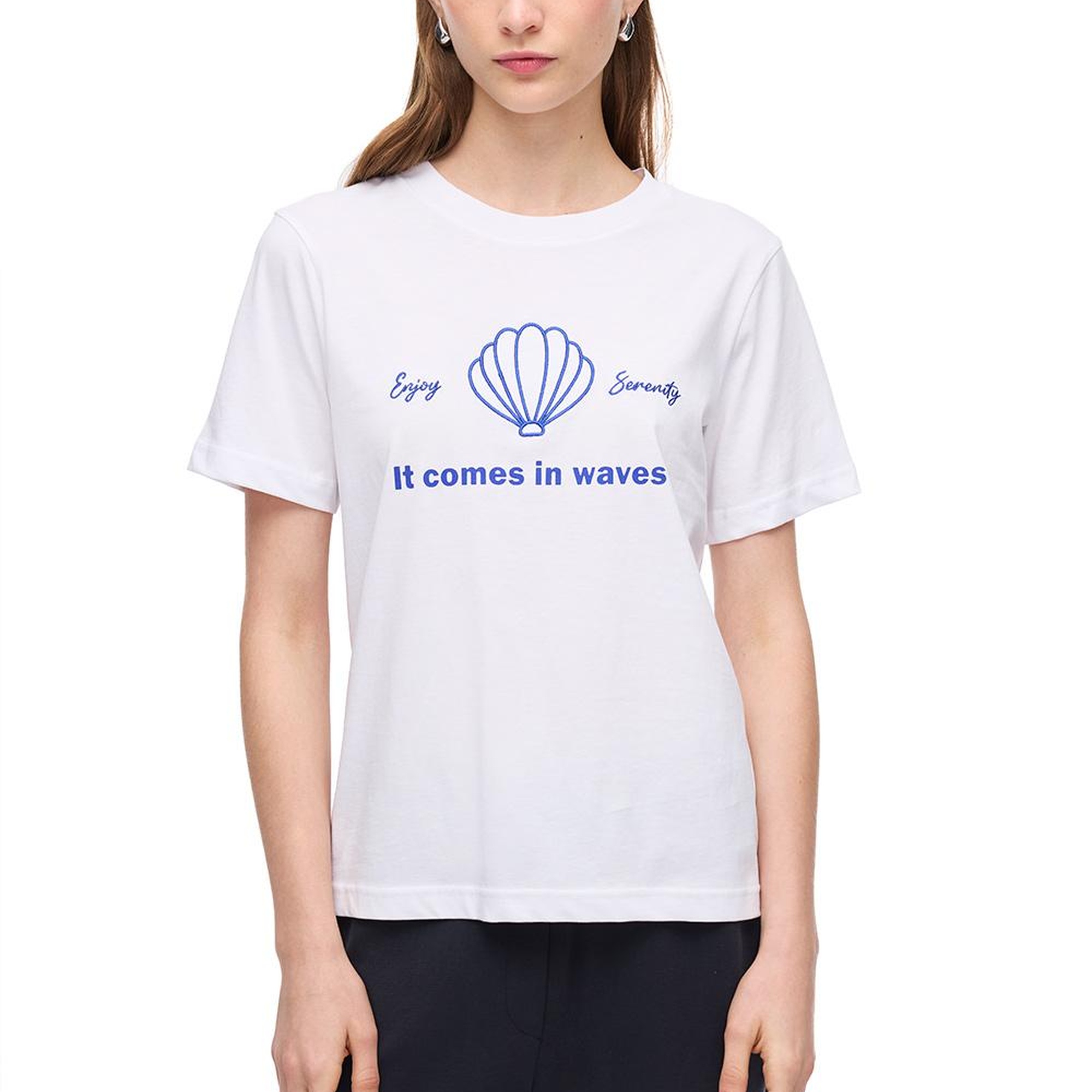 Nebula Beyaz Renk Regular Fit Bisiklet Yaka Tişört