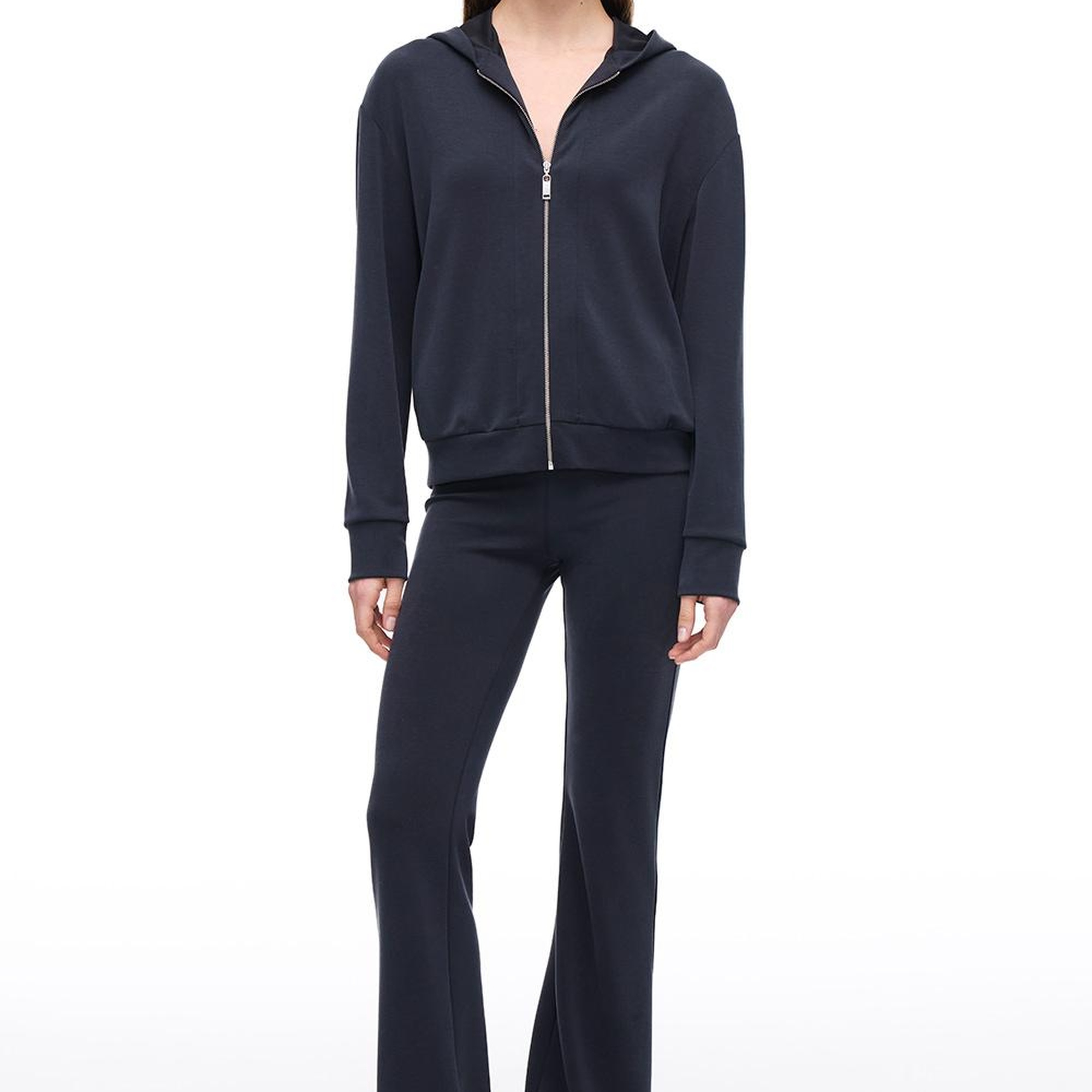 Elkes Siyah Renk Regular Fit Bisiklet Yaka Takma Kol Eşofman