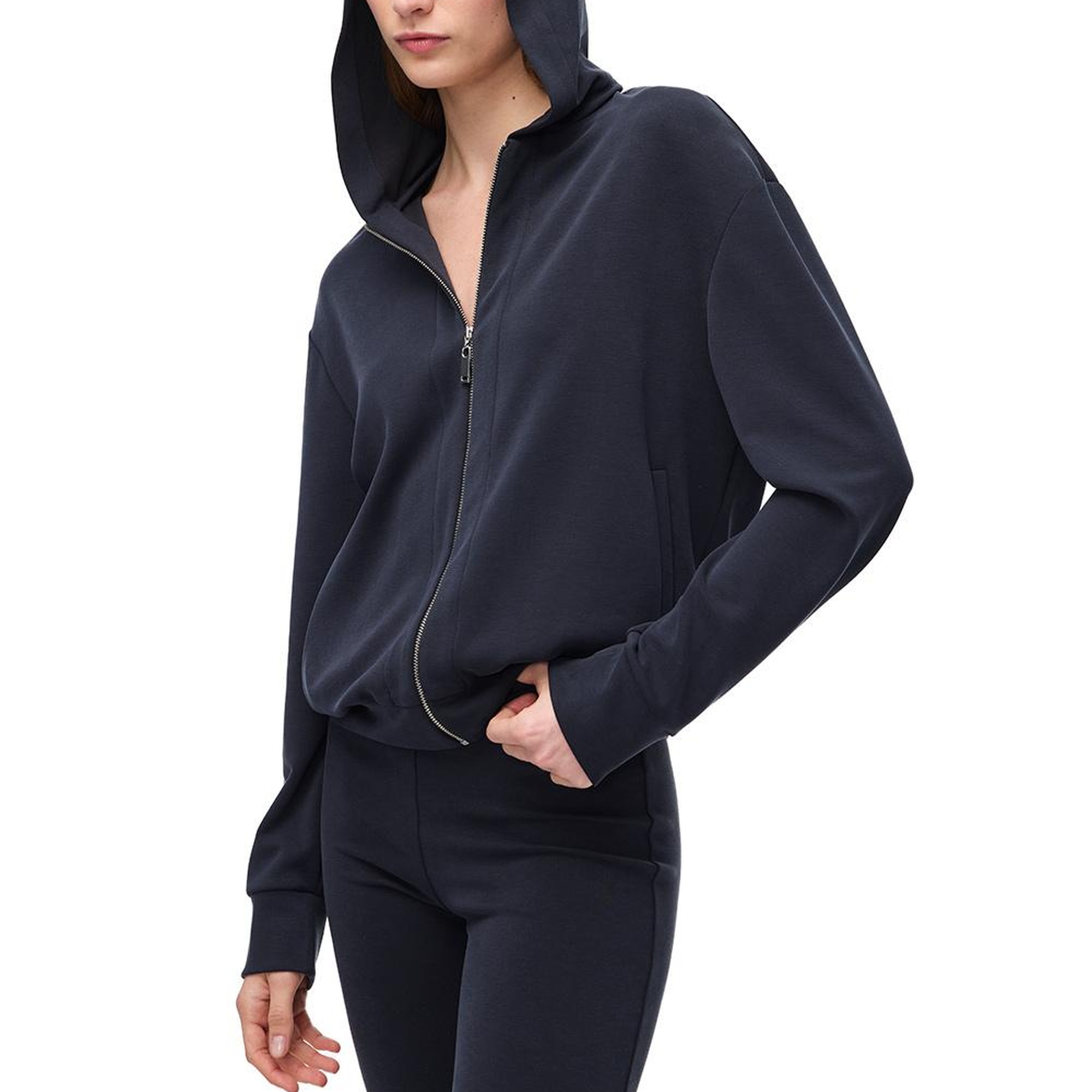 Elkes Siyah Renk Regular Fit Bisiklet Yaka Takma Kol Eşofman