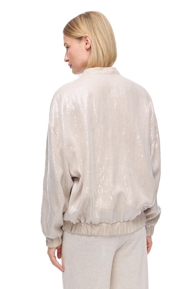  Caphs Taş Renk Slim Fit Yuvarlak Yaka Düşük Kollu Mont