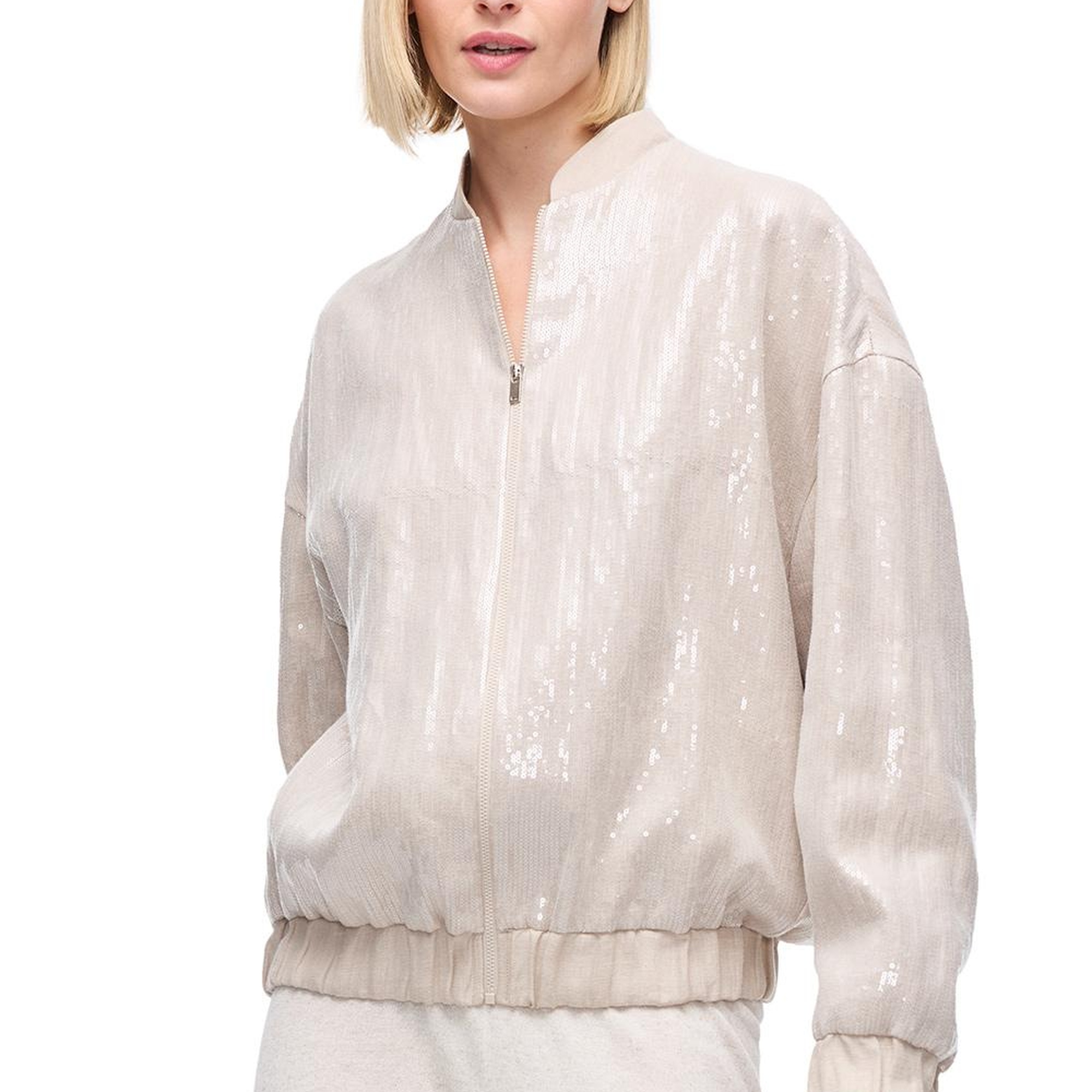 Caphs Taş Renk Slim Fit Yuvarlak Yaka Düşük Kollu Mont