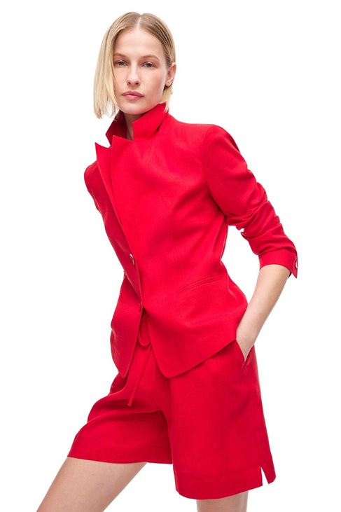  %100 Keten Ceket Yaka Takım Ceket