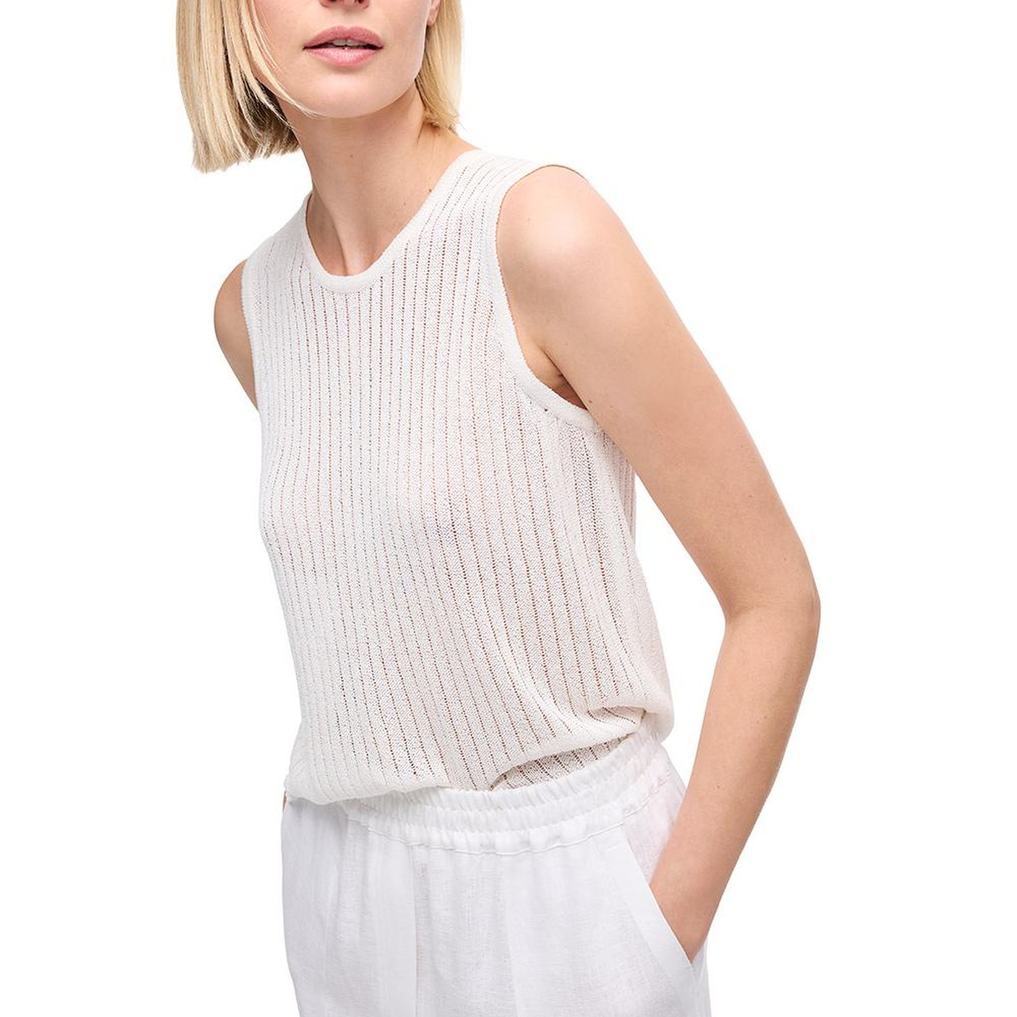 Ekru Triko Rahat Kalıp Bisiklet Yaka Triko