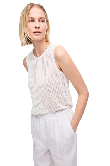  Ekru Triko Rahat Kalıp Bisiklet Yaka Triko