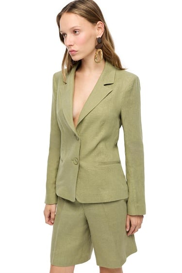  %100 Keten Ceket Yaka Takım Ceket