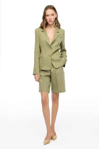  %100 Keten Ceket Yaka Takım Ceket