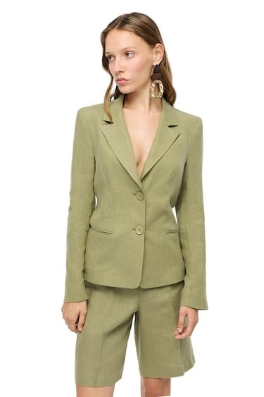  %100 Keten Ceket Yaka Takım Ceket