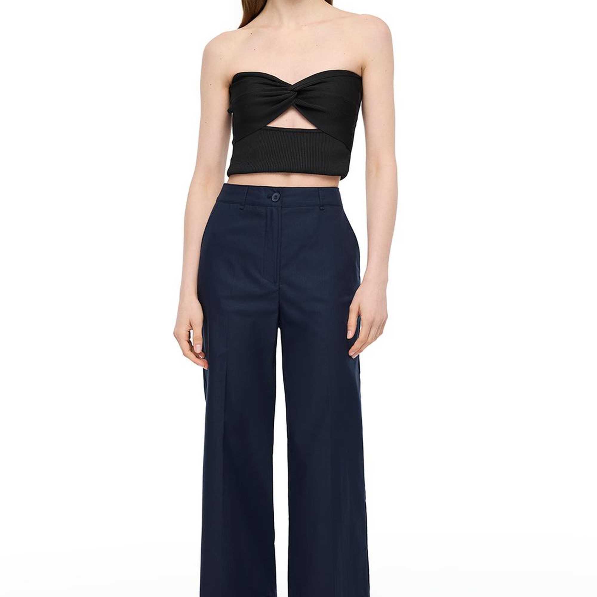 Lacivert Ginas Regular Fit Yüksek Bel Pantolon