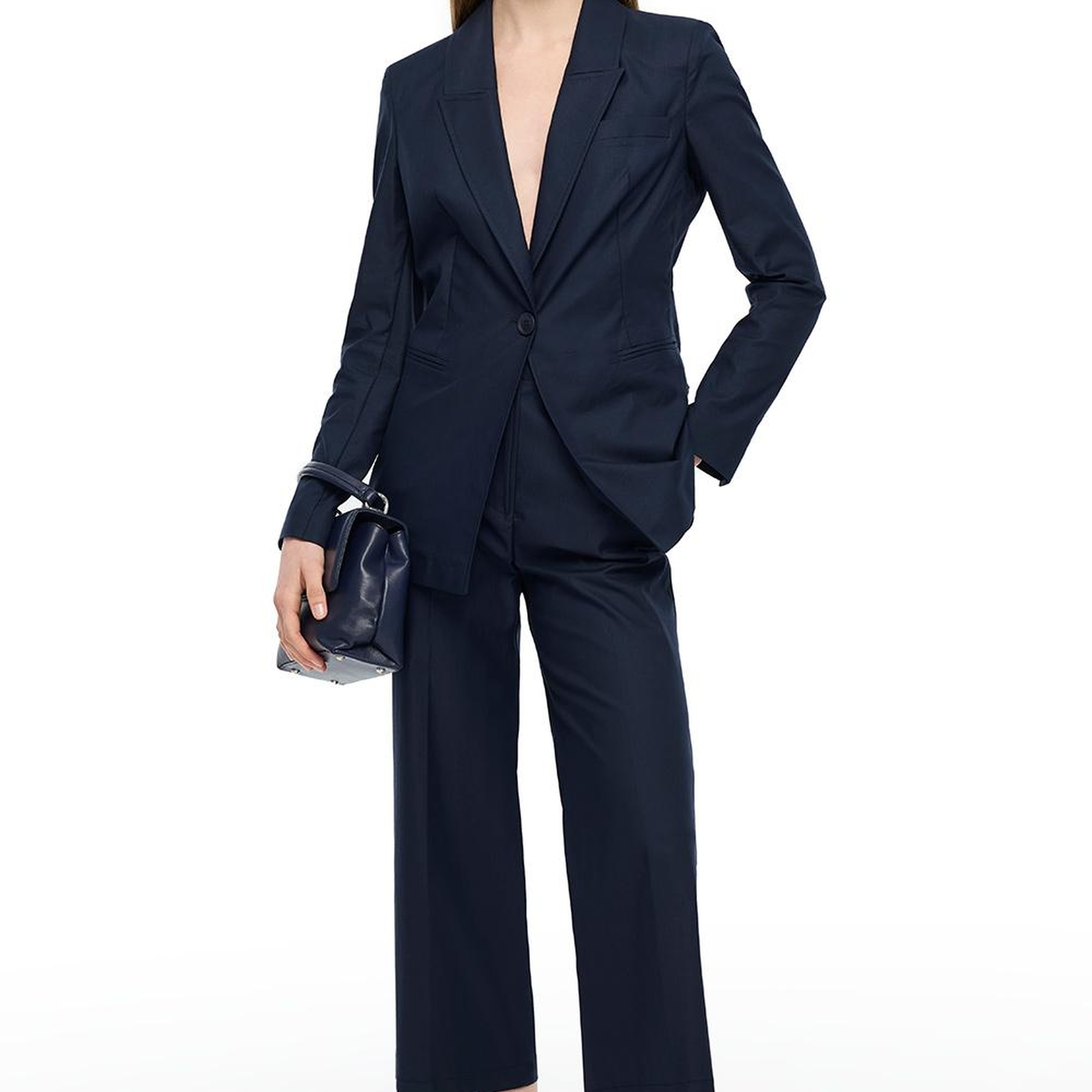 Lacivert Ginas Regular Fit Yüksek Bel Pantolon