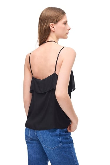  Askılı V-Yaka Viskon Bluz