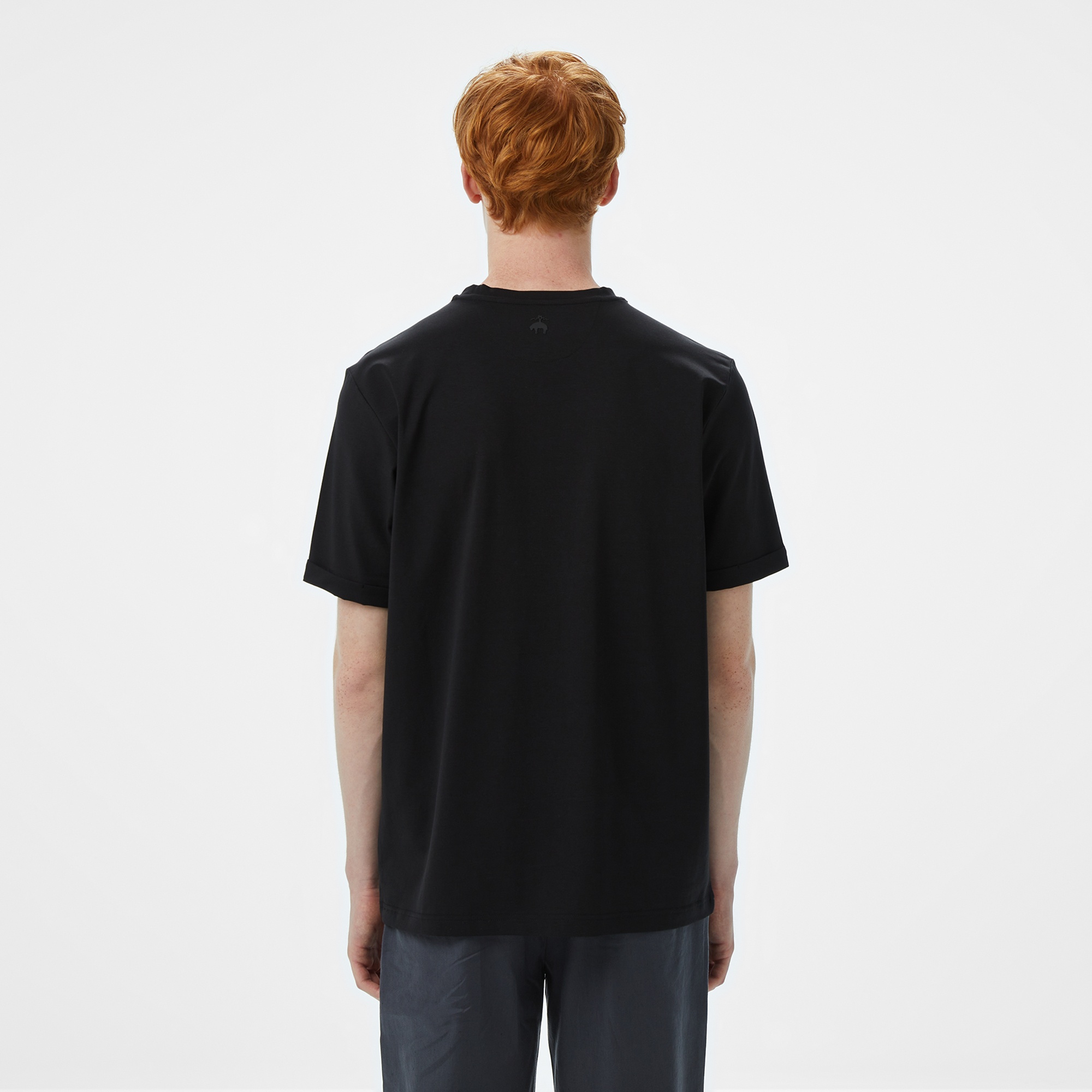 Brooks Brothers Bisiklet Yaka Performans Erkek Siyah T-Shirt