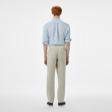  Brooks Brothers %100 Keten Klasik Erkek Bej Pantolon