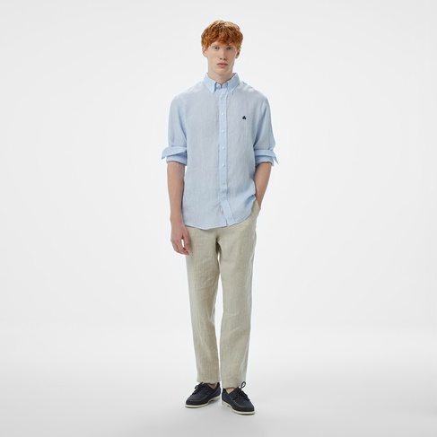  Brooks Brothers %100 Keten Klasik Erkek Bej Pantolon