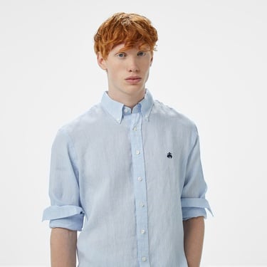  Brooks Brothers Düğmeli Yaka Regular Fit Uzun Kollu Erkek Mavi Gömlek