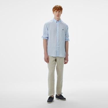  Brooks Brothers Düğmeli Yaka Regular Fit Uzun Kollu Erkek Mavi Gömlek