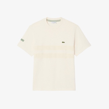 Lacoste Heavy Jersey Mesh Band Erkek Krem T-Shirt