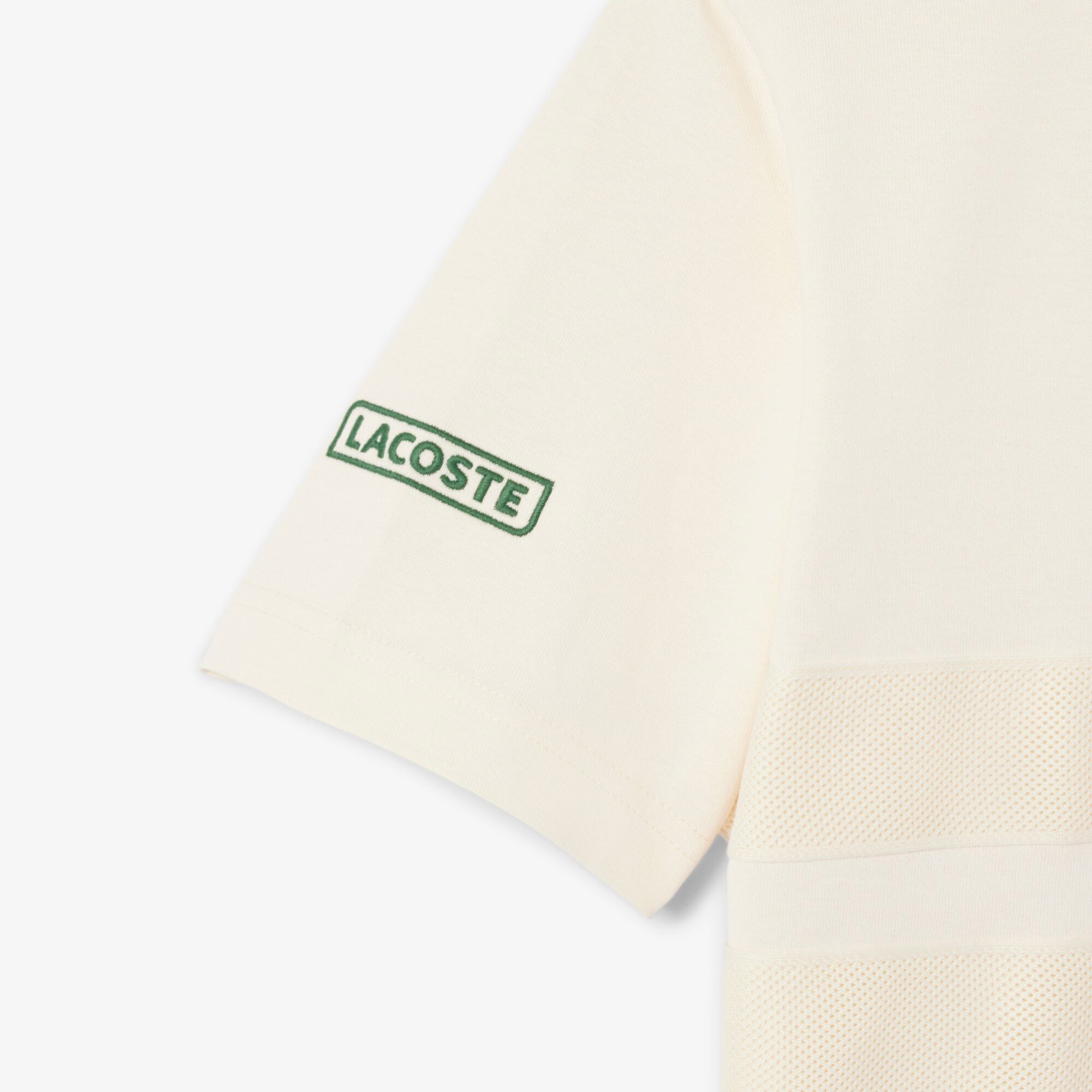 Lacoste Heavy Jersey Mesh Band Erkek Krem T-Shirt