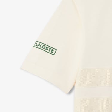  Lacoste Heavy Jersey Mesh Band Erkek Krem T-Shirt
