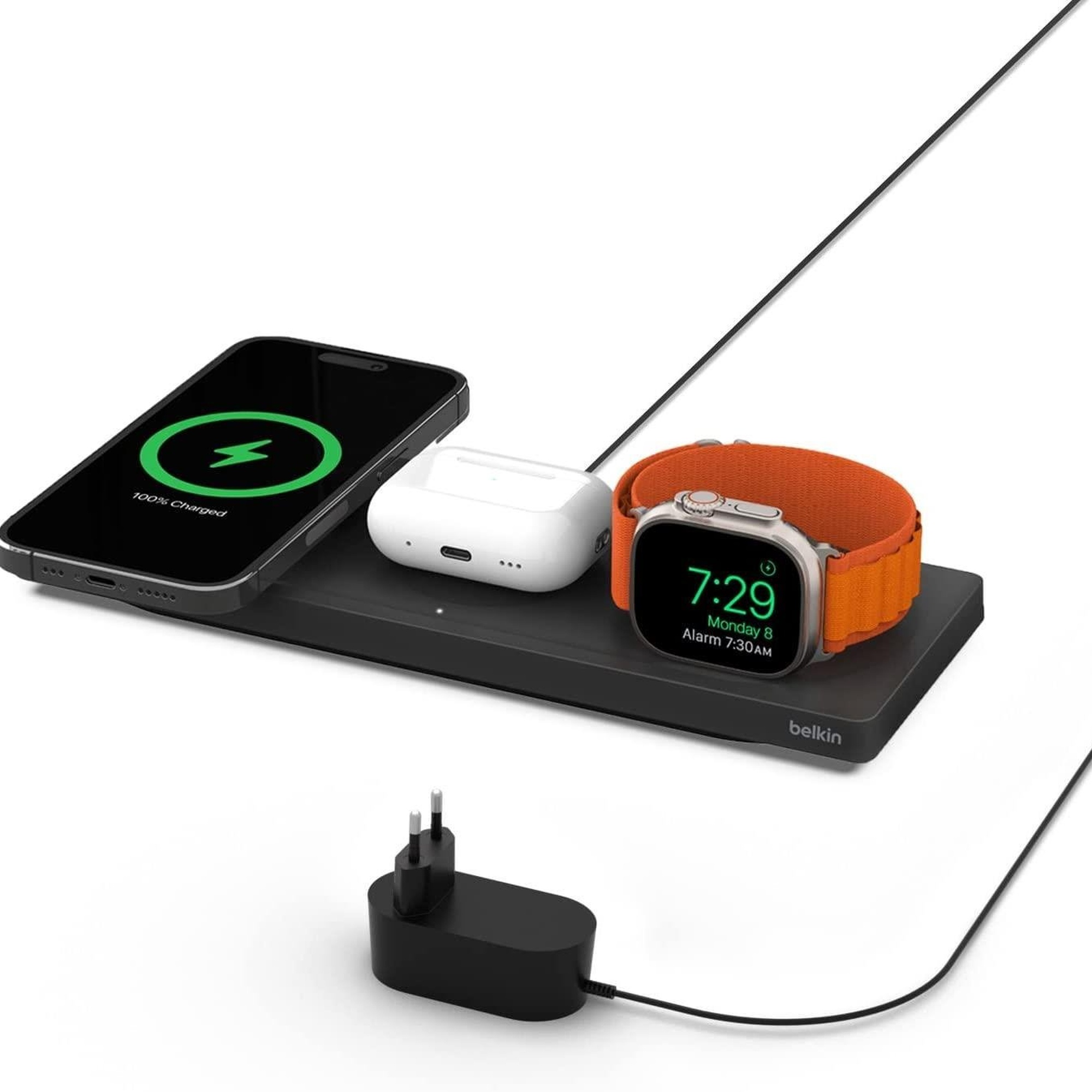 Belkin BoostCharge PRO Magsafe 3in1 Kablosuz Şarj Pedi (Apple Watch Series 7, 8, Ultra için Hızlı Şarj)