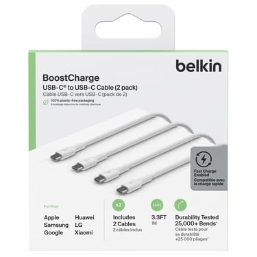  Belkin BoostCharge USB-C'den USB-C'ye 2li Paket Kablo