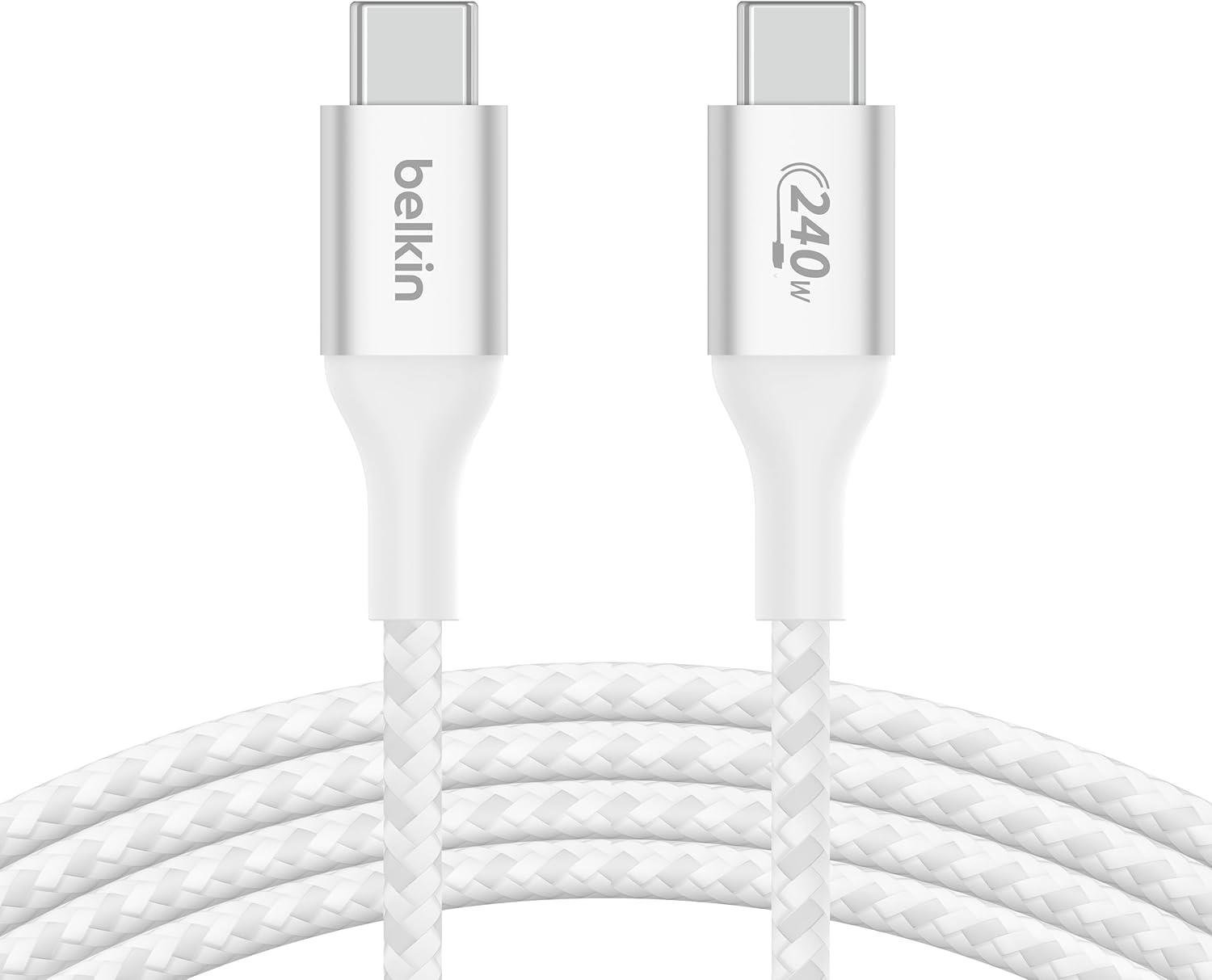  Belkin BoostCharge USB-C - USB-C Güç Kablosu 1M, 240W Güç Dağıtımlı Hızlı Şarj Kablosu, USB-IF Sertifikalı, MacBook Pro Uyumlu