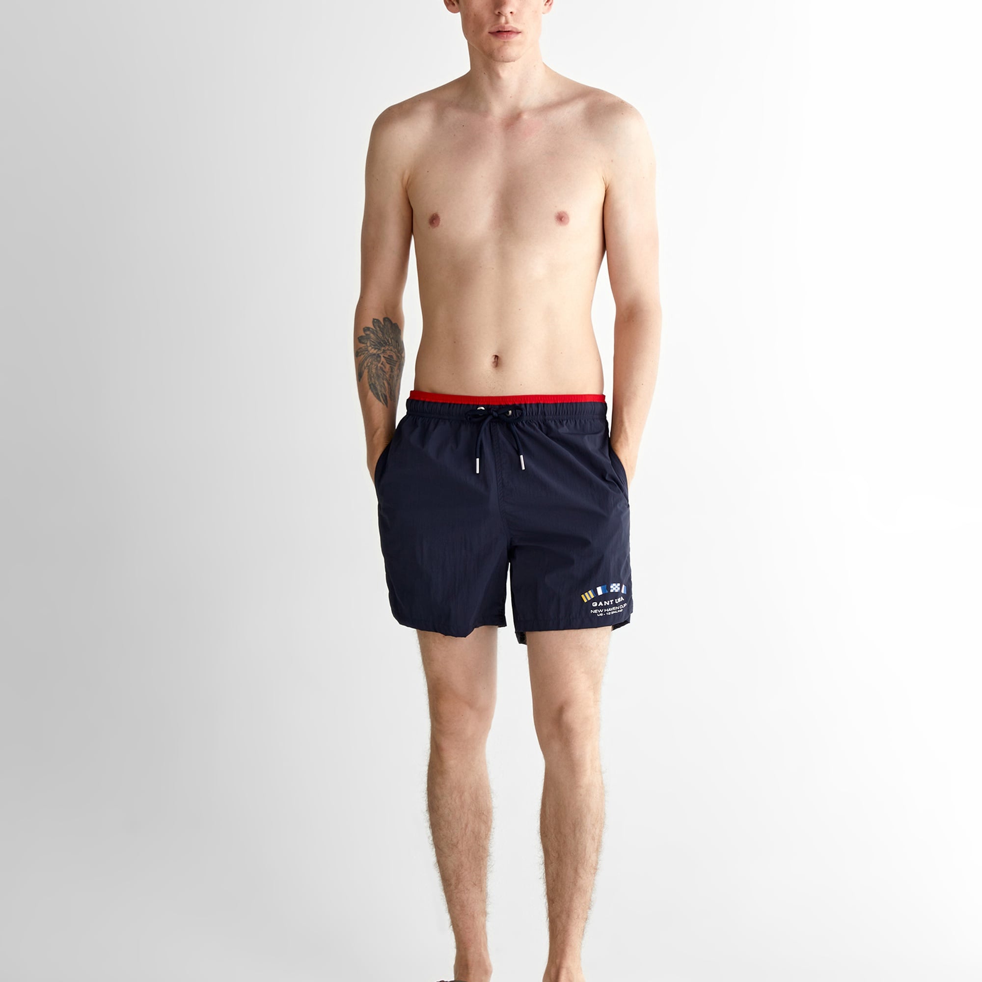 GANT Erkek Lacivert Regular Fit Logolu Mayo Şort