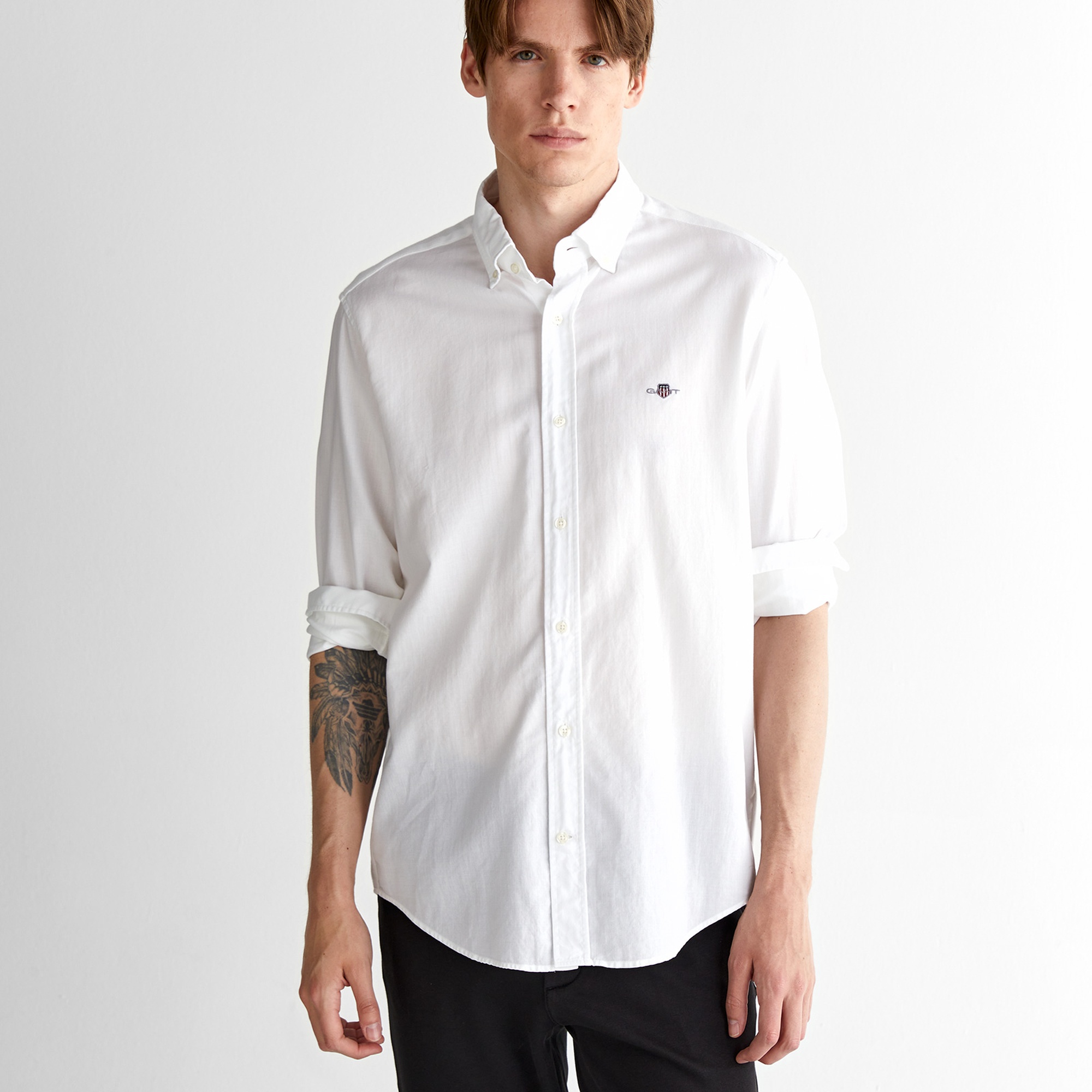 GANT Erkek Beyaz Düğmeli Yaka Gömlek