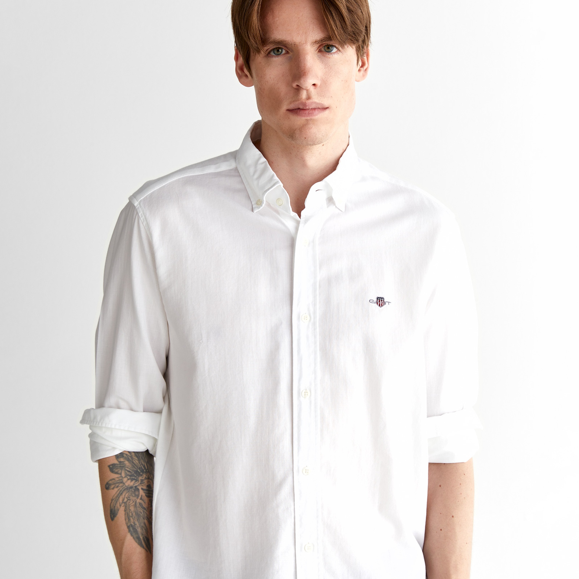 GANT Erkek Beyaz Düğmeli Yaka Gömlek