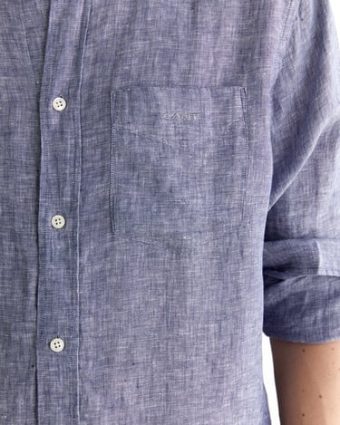  GANT Erkek Mavi Regular Fit Düğmeli Yaka Keten Gömlek