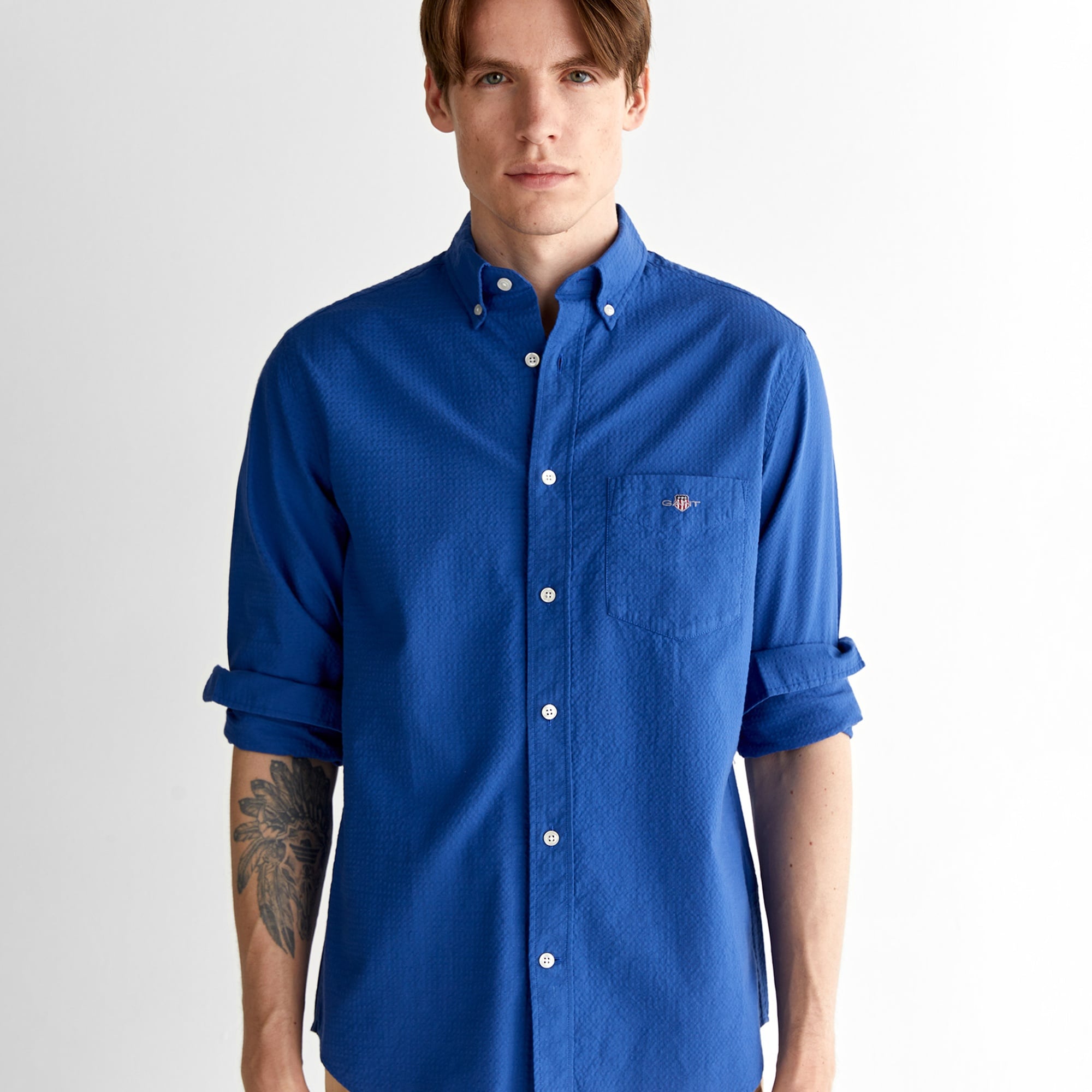 GANT Erkek Lacivert Regular Fit Düğmeli Yaka Gömlek