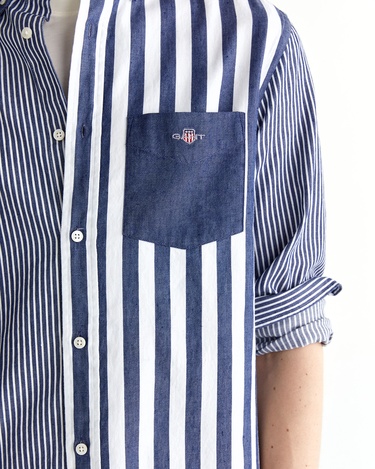  GANT Erkek Mavi Regular Fit Düğmeli Yaka Çizgili Gömlek