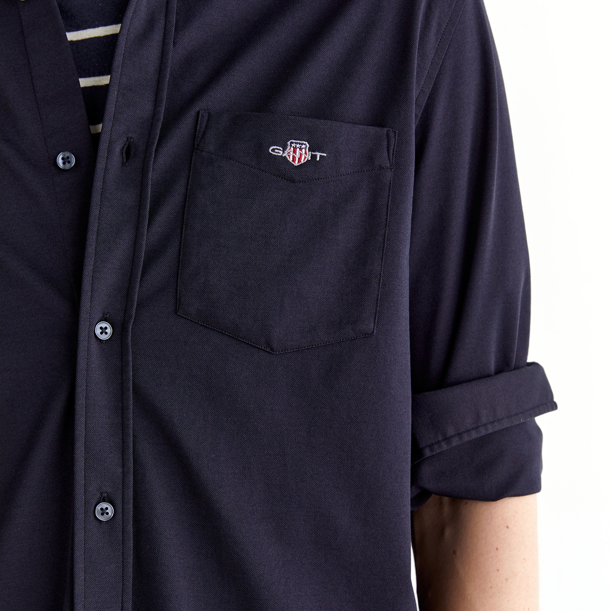 GANT Erkek Lacivert Regular Fit Düğmeli Yaka Gömlek