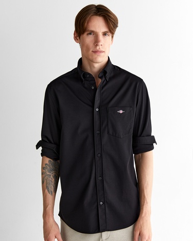  GANT Erkek Siyah Regular Fit Düğmeli Yaka Gömlek