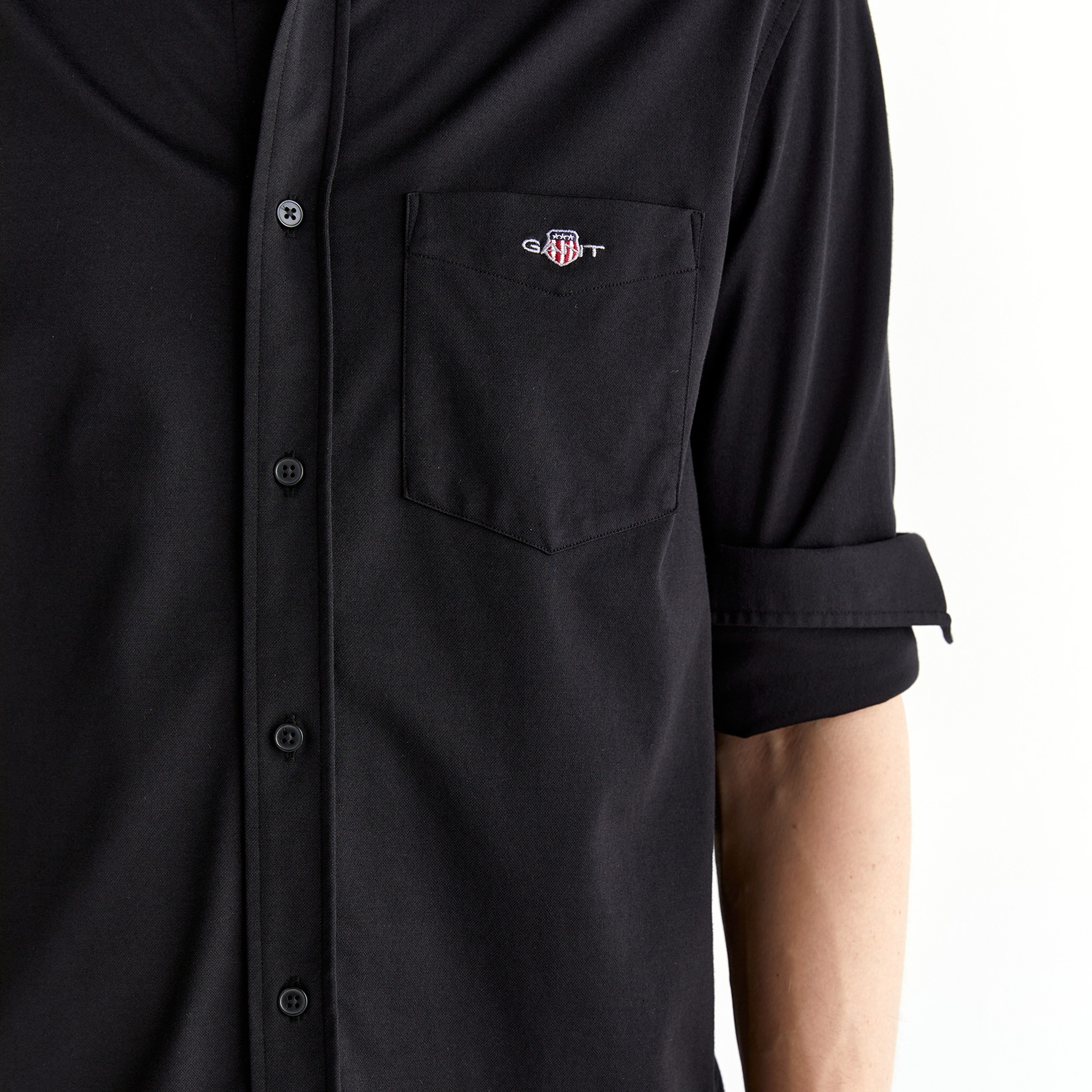 GANT Erkek Siyah Regular Fit Düğmeli Yaka Gömlek