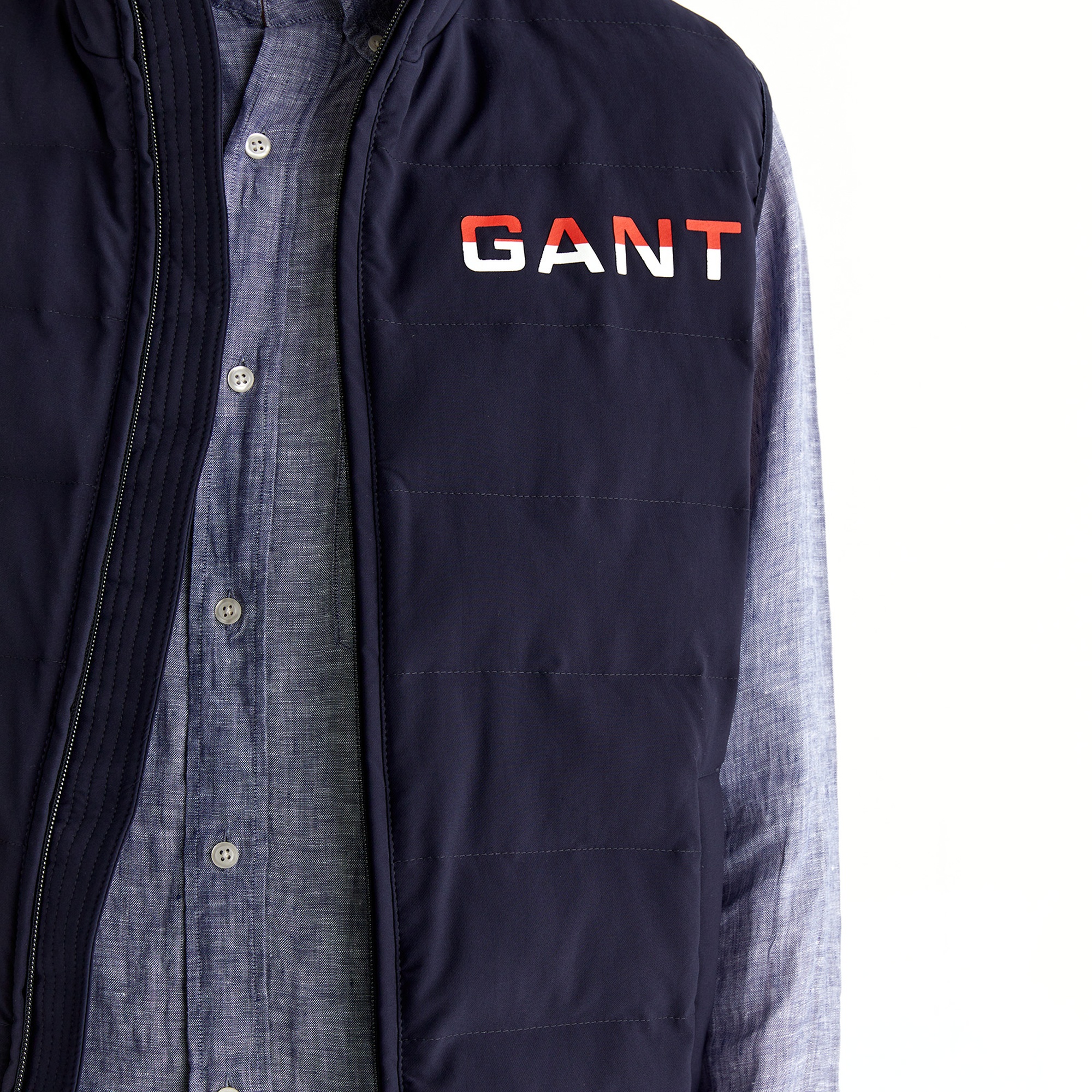 GANT Erkek Lacivert Regular Fit Dik Yaka Logolu Yelek