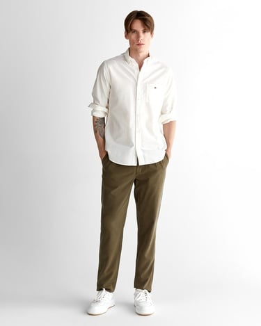  GANT Erkek Krem Regular Fit Düğmeli Yaka Gömlek