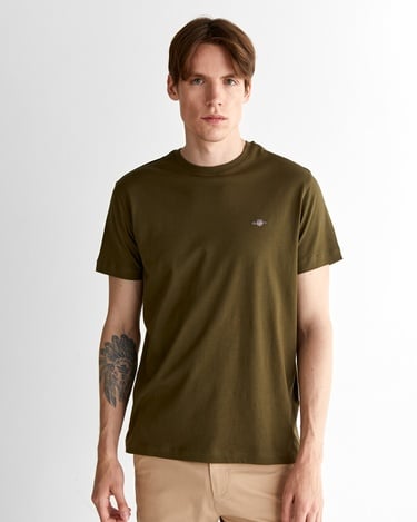  GANT Erkek Yeşil Regular Fit Bisiklet Yaka T-Shirt