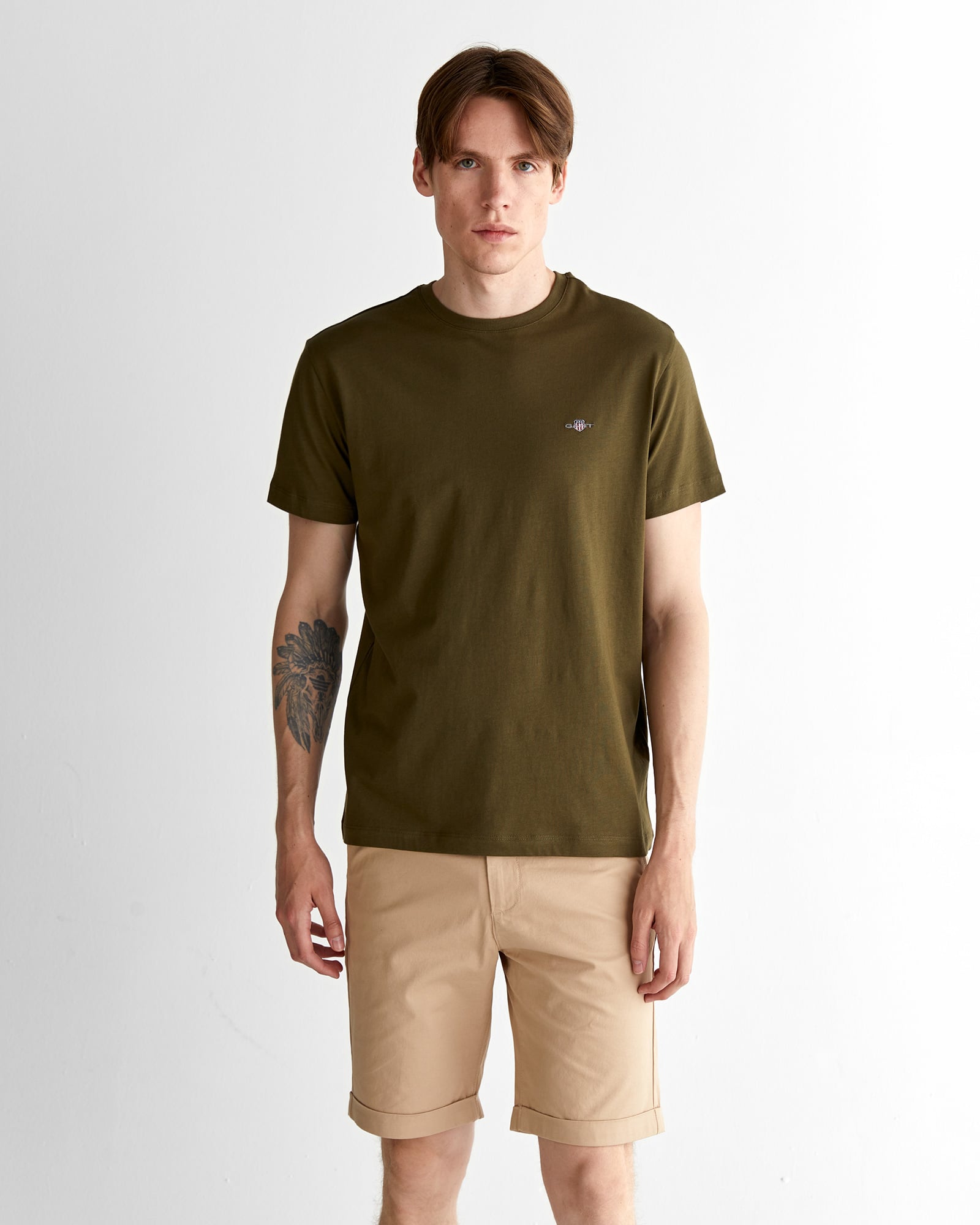  GANT Erkek Yeşil Regular Fit Bisiklet Yaka T-Shirt