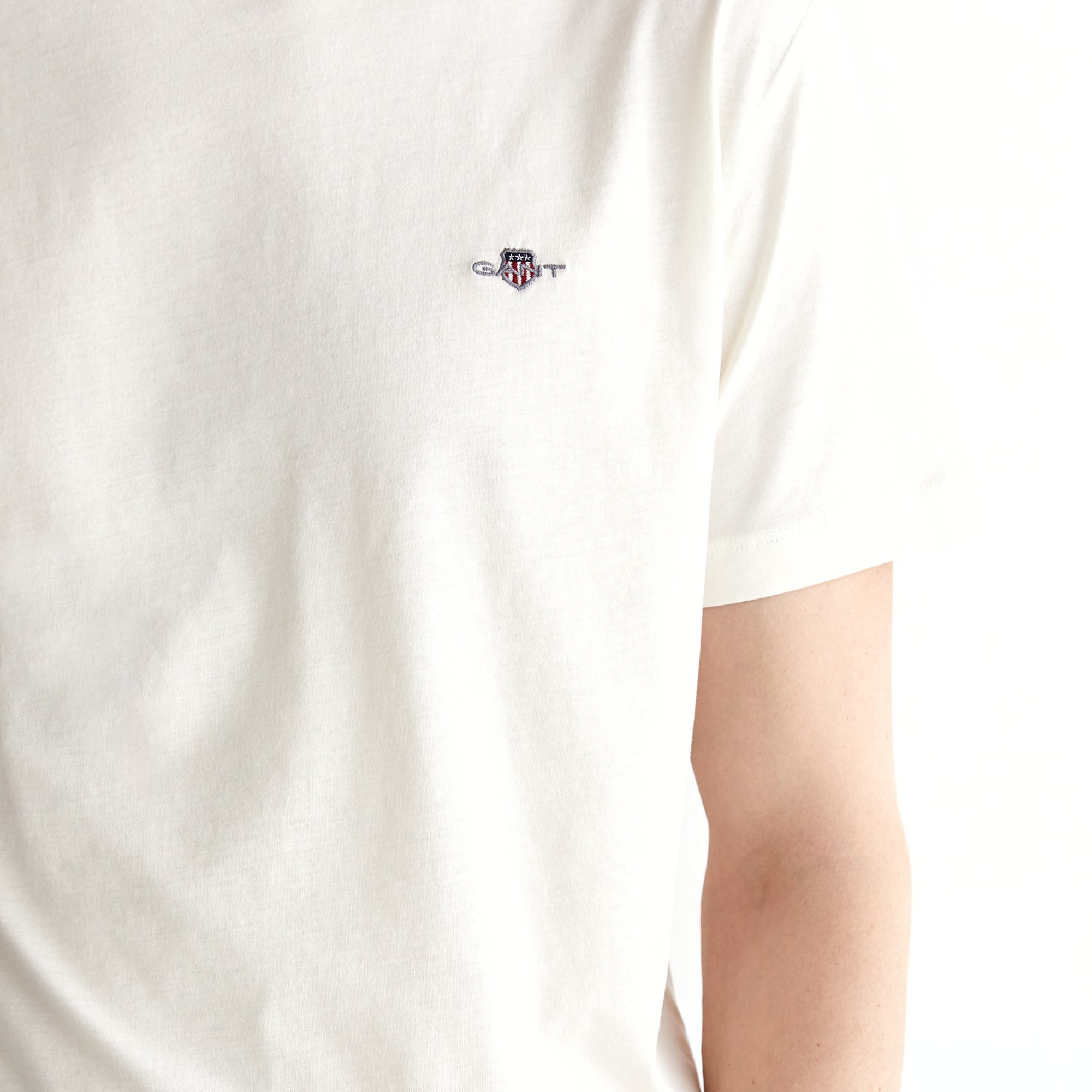 GANT Erkek Krem Regular Fit Bisiklet Yaka T-Shirt