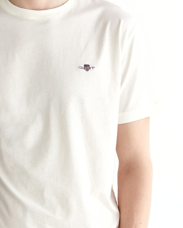  GANT Erkek Krem Regular Fit Bisiklet Yaka T-Shirt