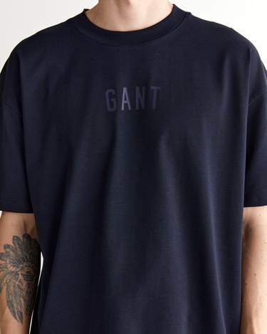  GANT Erkek Lacivert Relaxed Fit Bisiklet Yaka Logolu T-Shirt