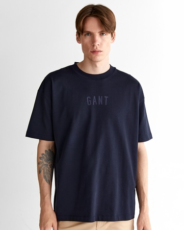  GANT Erkek Lacivert Relaxed Fit Bisiklet Yaka Logolu T-Shirt