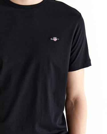  GANT Erkek Siyah Regular Fit Bisiklet Yaka T-Shirt