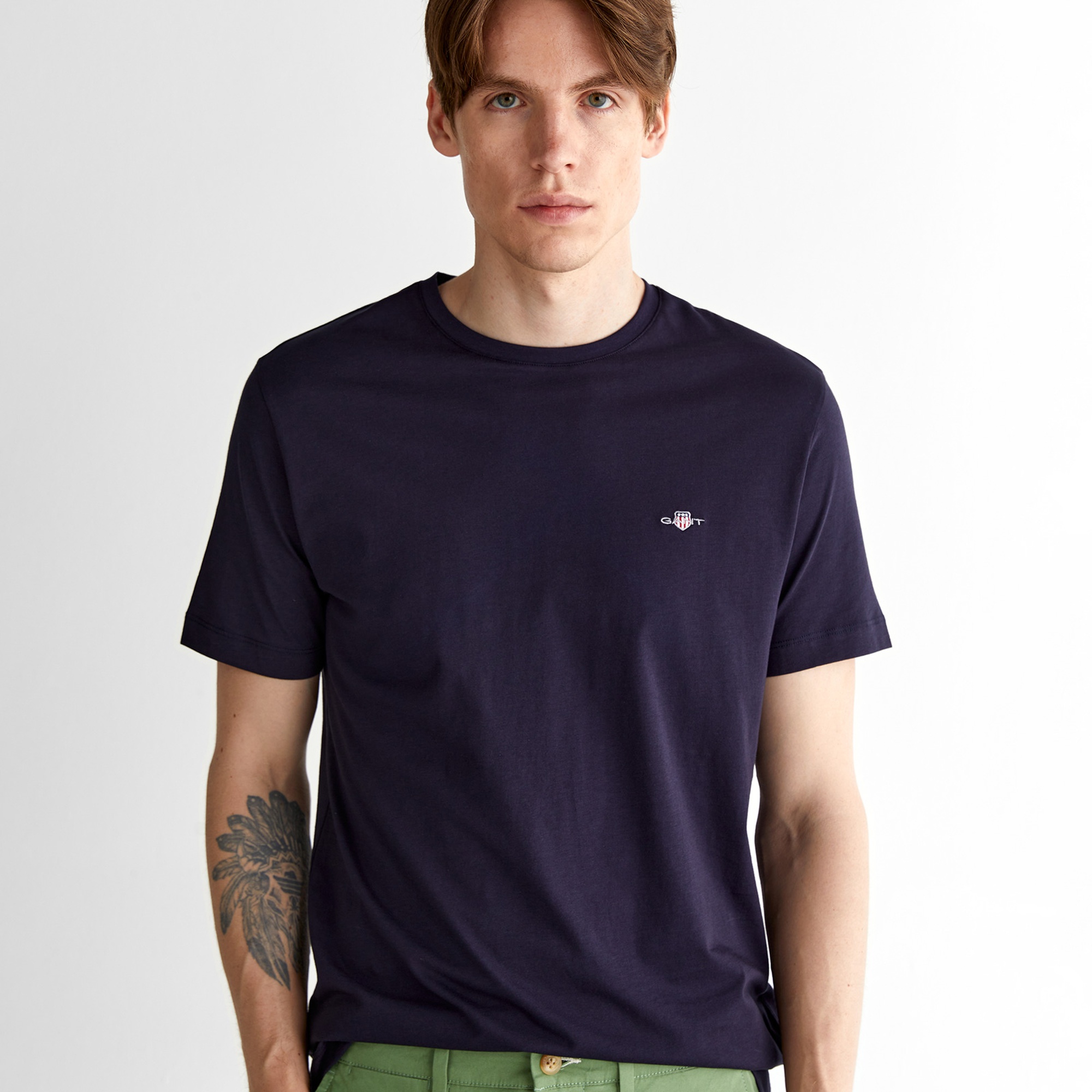 GANT Erkek Lacivert Regular Fit Bisiklet Yaka T-Shirt